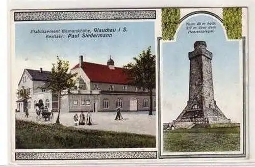 56805 Mehrbild Ak Glauchau Etablissement Bismarckhöhe und Turm 1917