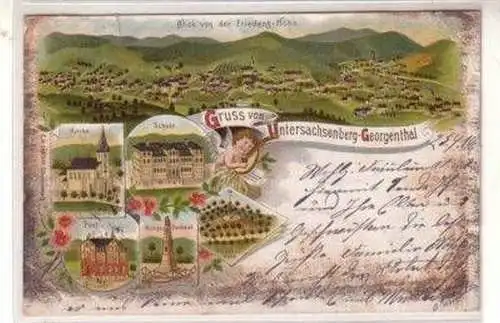 49214 Ak Gruss von Untersachsenberg-Georgenthal 1906