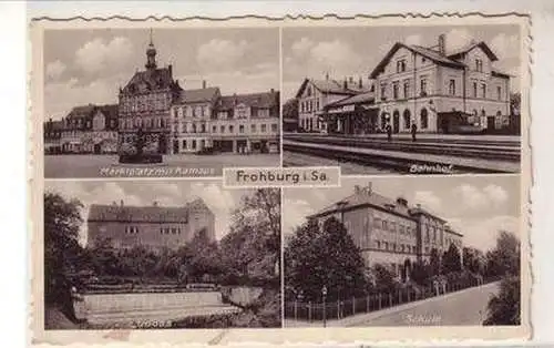 14043 Ak Frohburg Bahnhof, Schule usw. um 1940