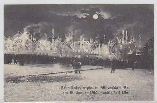 49189 Ak Brandkatastrophe in Mittweida in Sa. 1914