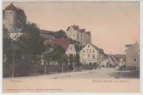 51639 Ak Nossen Dresdner Strasse und Schloss 1909