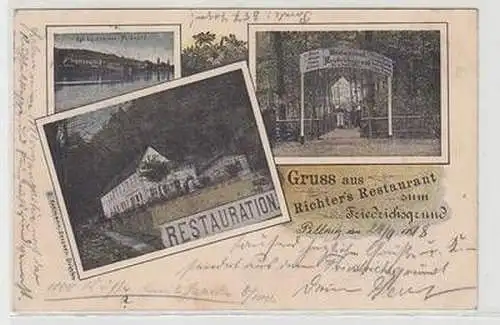 51686 Ak Gruß aus Richters restaurant zum Friedrichgrund Pillnitz 1898