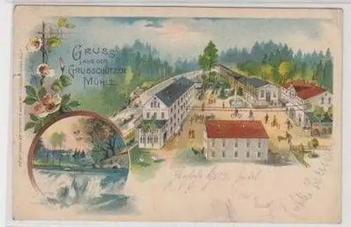 46105 Ak Lithographie Gruß aus der Grubschützer Mühle