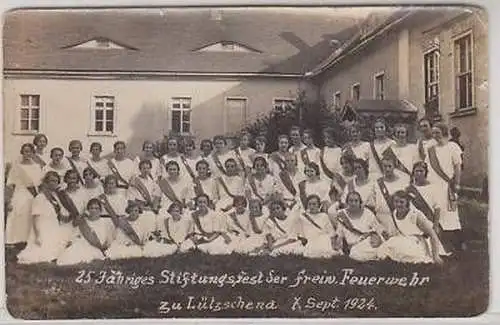 44447 Foto Ak Lützschena freiw. Feuerwehr 1924