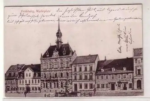 46198 Präge Ak Frohburg Marktplatz mit Brunnen 1905