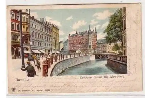 52596 Ak Chemnitz Zwickauer Straße und Albertsburg 1902