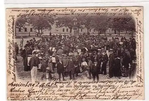 51812 Ak Parademusik auf dem Marktplatze zu Marienberg 1902