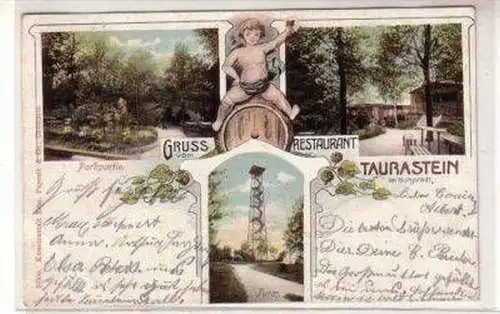 49165 Ak Gruss v. Restaurant Taurastein b. Burgstädt 1906