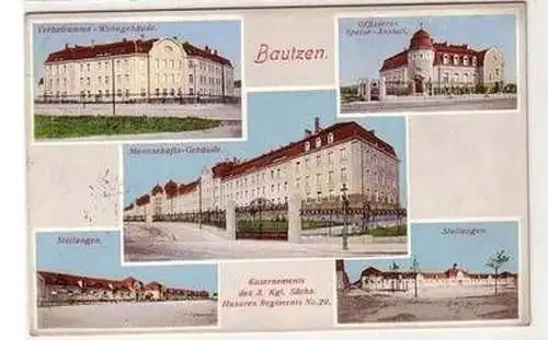 37034 Mehrbild Ak Bautzen Kasernen des Husaren Regiment 1910