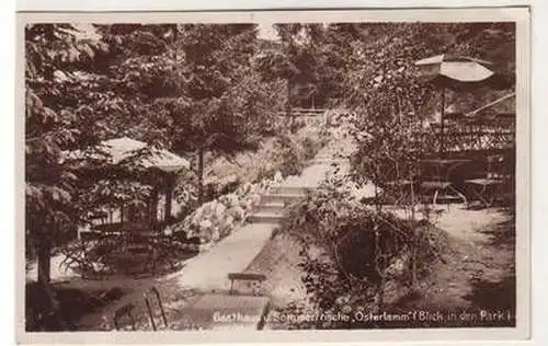 51852 Ak Waschleite bei Grünhain i. Sa. Gasthaus "Osterlamm" Park 1932