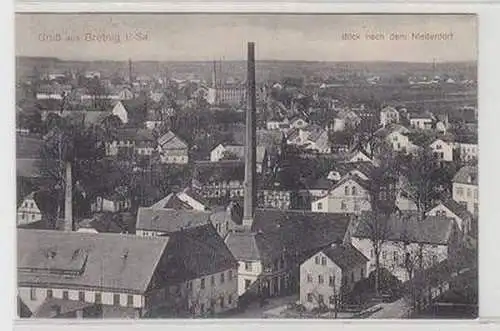 52816 Ak Gruß aus Bretnig Blick nach dem Niederdorf 1914