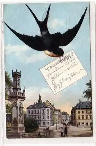 50189 Schwalben Ak Gruss aus Freiberg 1909