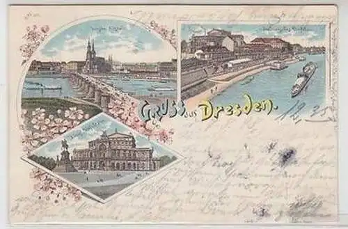 57654 Ak Lithografie Gruss aus Dresden Altstadt, Iltalienisches Dörfchen 1898