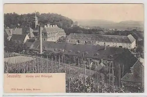 43554 Ak Seusslitz Kirche und Rittergut 1912