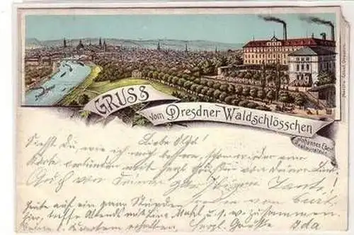 57499 Ak Gruss vom Dresdner Waldschlösschen 1899