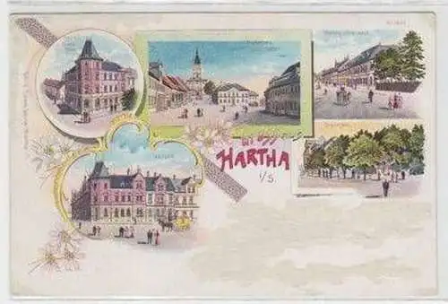 41044 Ak Lithographie Gruß aus Hartha in Sa. 1900