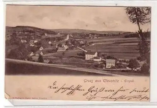 52591 Ak Gruß aus Clausnitz im Erzgebirge Totalansicht 1904