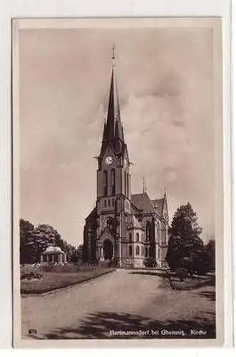 47617 Ak Hartmannsdorf bei Chemnitz Kirche um 1930