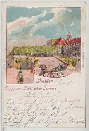 52832 Ak Treppe zur Brühl´schen Terrasse 1899