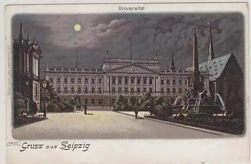 43399 Mondscheinkarte Gruß aus Leipzig Universität 1910