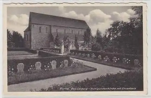 46048 Ak Borna bei Leipzig Kunigundenkirche mit Ehrenhain um 1940