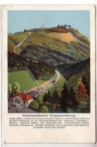 56392 Künstler Ak Drahtseilbahn Augustusburg um 1920