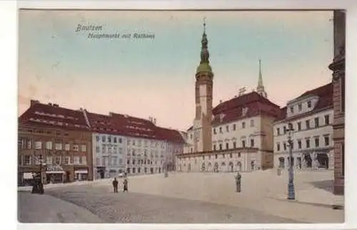 38081 Ak Bautzen Hauptmarkt mit Rathaus 1910