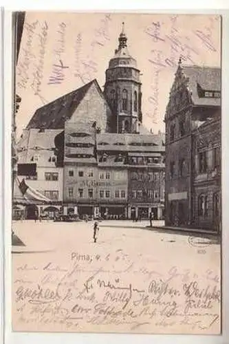 56359 Ak Pirna Stadtansicht mit Geschäften 1905