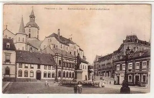 55556 Ak Meerane Bismarckplatz und Bismarckstrasse 1911