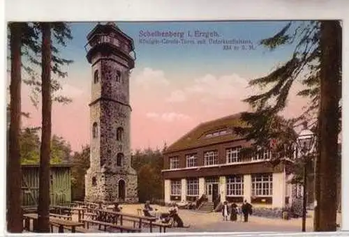 56992 Ak Scheibenberg im Erzgebirge Königin Carola Turm 1915