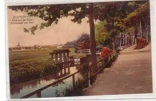 54503 Ak Bischofswerda Blick auf die Stadt Promenade am Bad 1913