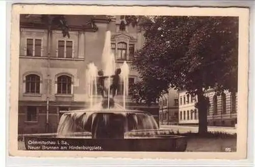 57921 Ak Crimmitschau neuer Brunnen am Hindenburgplatz 1941