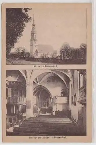 52742 Mehrbild Ak Possendorf Kirche Aussen- und Innenansicht um 1930