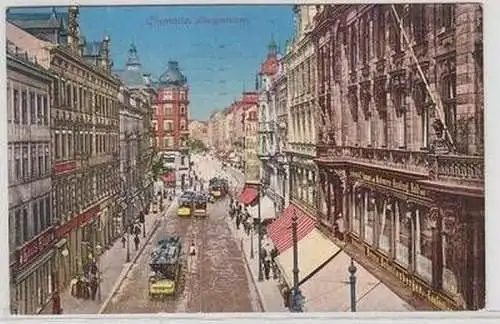 55432 Ak Chemnitz Königstrasse mit Verkehr und Geschäften 1911