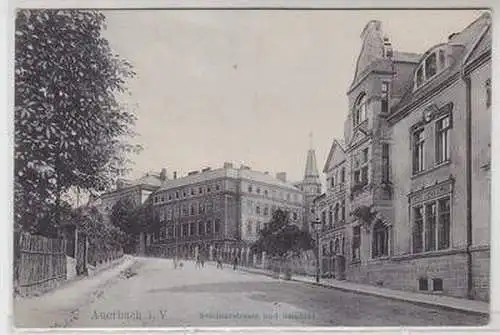 52853 Ak Auerbach i.V. Seminarstraße und Seminar 1909