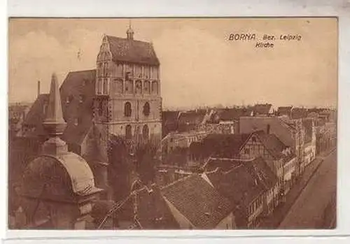 51757 Ak Borna Bezrik Leipzig Totalansicht mit Kirche 1924