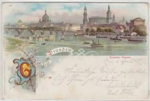 48869 Ak Lithografie Gruss aus Dresden Altstadt 1897