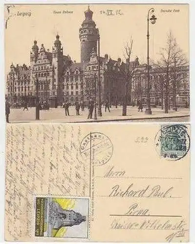 23246 Ak Leipzig neues Rathaus Deutsche Bank 1912