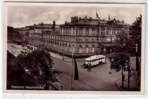 30427 Ak Chemnitz Hauptbahnhof mit Autobus 1939