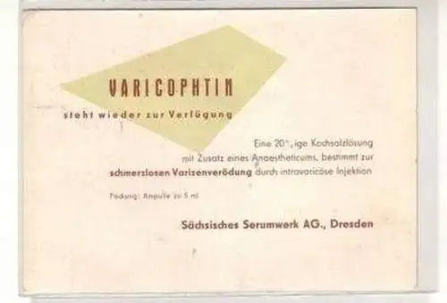 40092 Reklame Ak Varicophtin Serumwerk AG Dresden 1961