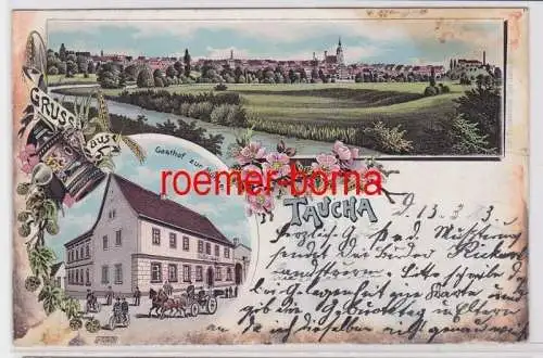 86286 Ak Lithographie Gruß aus Taucha Gasthof zur Münze 1903