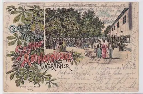 85751 Ak Lithographie Gruß aus dem Gasthof Abtnaundorf 1897