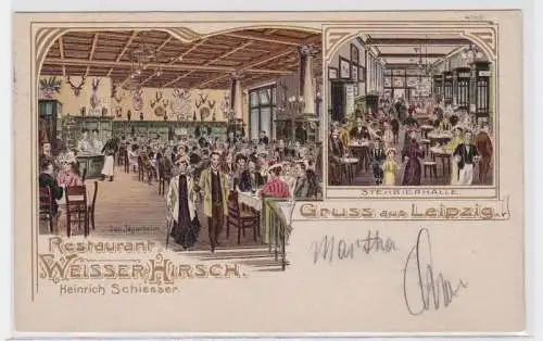 85959 AK Gruss aus Leipzig - Restaurant Weisser Hirsch, H. Schiesser 1912