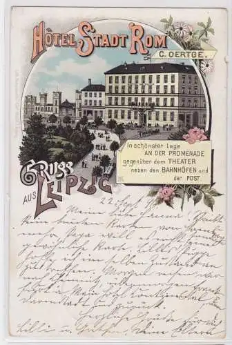 88206 Lithografie AK Gruss aus Leipzig - Hôtel Stadt Rom, Bes. C. Oertge 1896