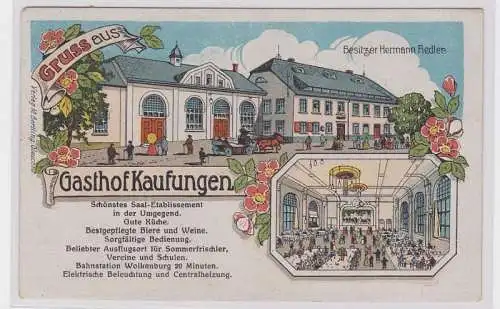 91671 Ak Lithographie Gruss aus Gasthof Kaufungen 1919