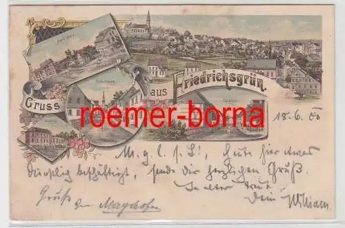 03090 Ak Lithographie Gruß aus Friedrichsgrün Gasthof usw. 1900