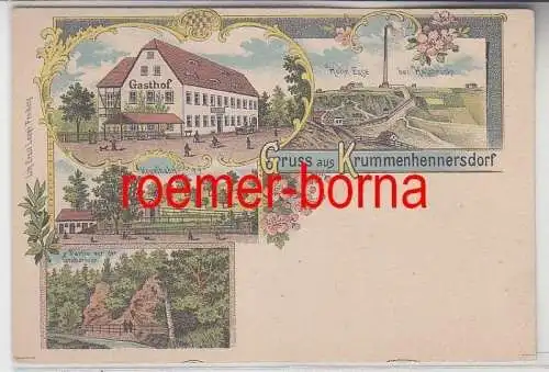 68803 Ak Lithographie Gruß aus Krummenhennersdorf Gasthof usw. um 1900