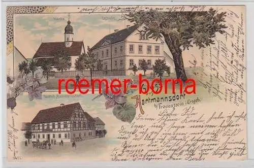 78170 Ak Lithographie Gruss aus Hartmannsdorf bei Frauenstein im Erzgebirge 1903