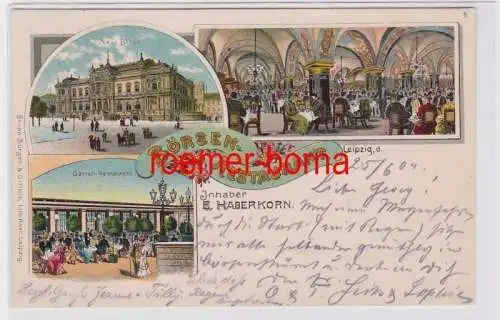 87055 Ak Lithographie Leipzig Börsen Restaurant 1904