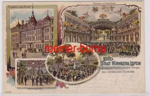 86834 Ak Lithographie Leipzig Hotel Stadt Nürnberg 1905